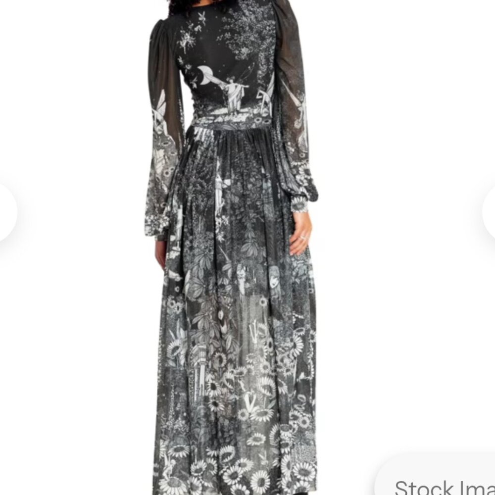 NWOT BlackMilk William Heath Robinson Fairytales Sheer Bishop Maxi Dress - Picture 2 of 2